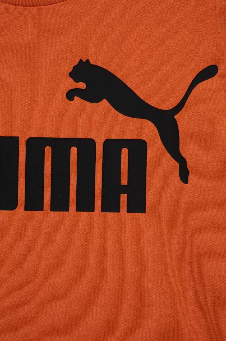 Puma Детска памучна тениска ESS Logo Tee B в оранжево с принт - Pepit.bg