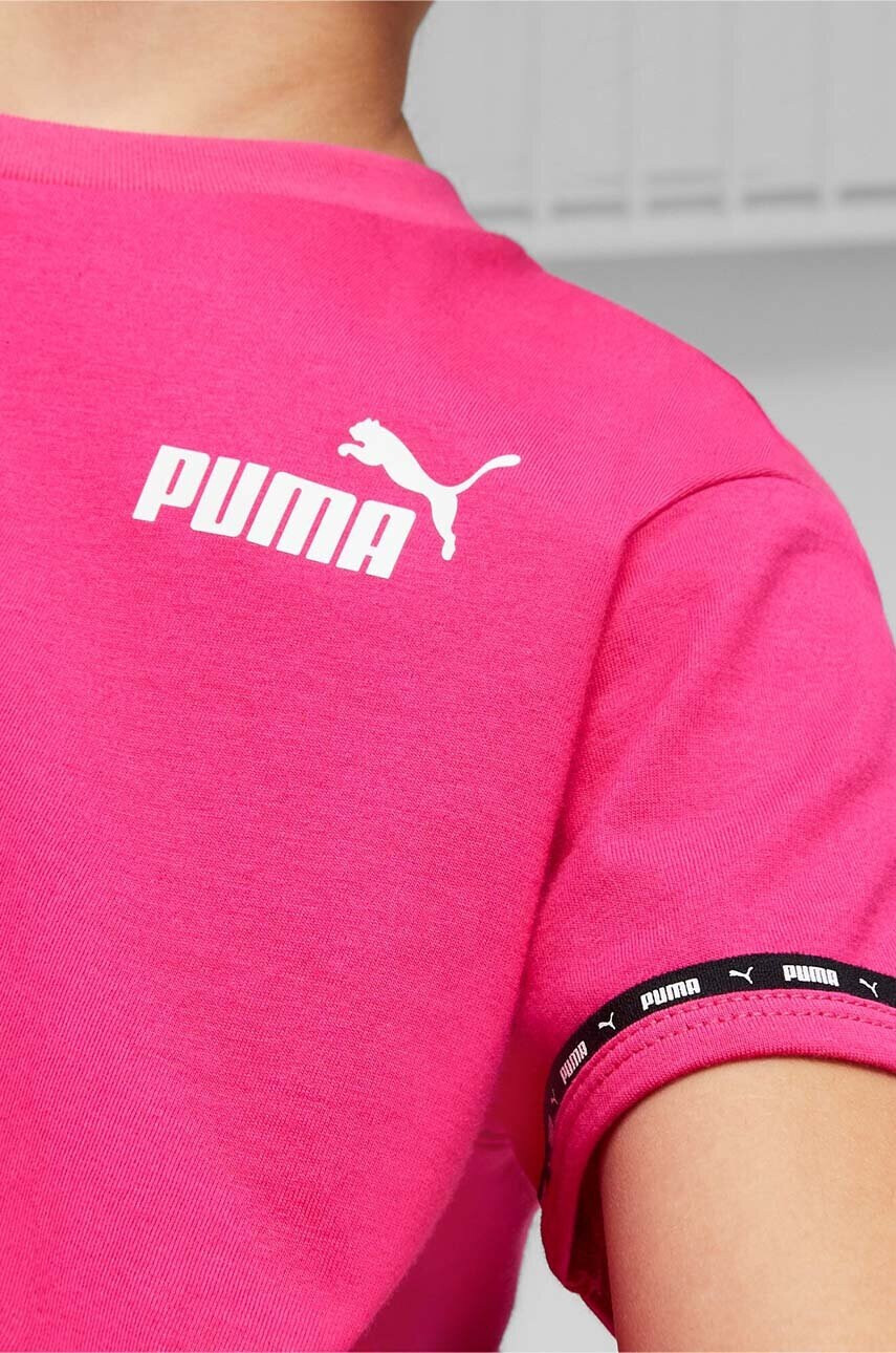 Puma Детска памучна тениска POWER Tape Tee G в розово - Pepit.bg