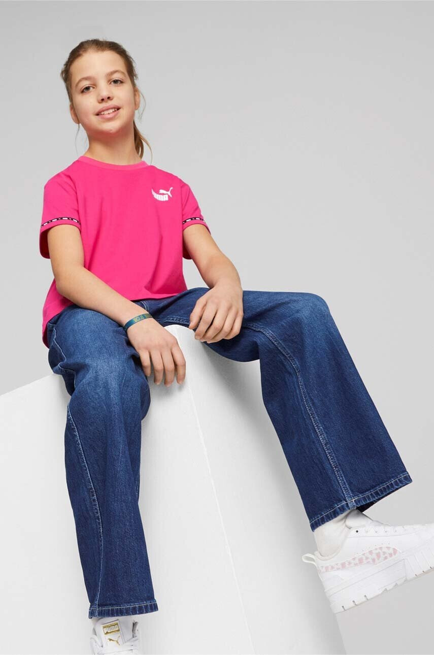 Puma Детска памучна тениска POWER Tape Tee G в розово - Pepit.bg