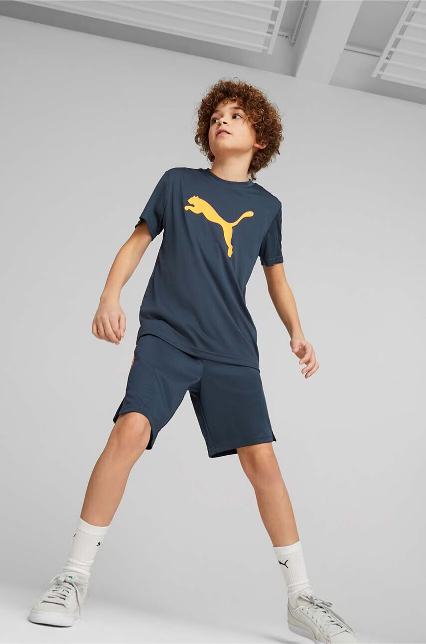 Puma Детска тениска ACTIVE SPORTS Poly Cat Tee B в синьо с принт - Pepit.bg