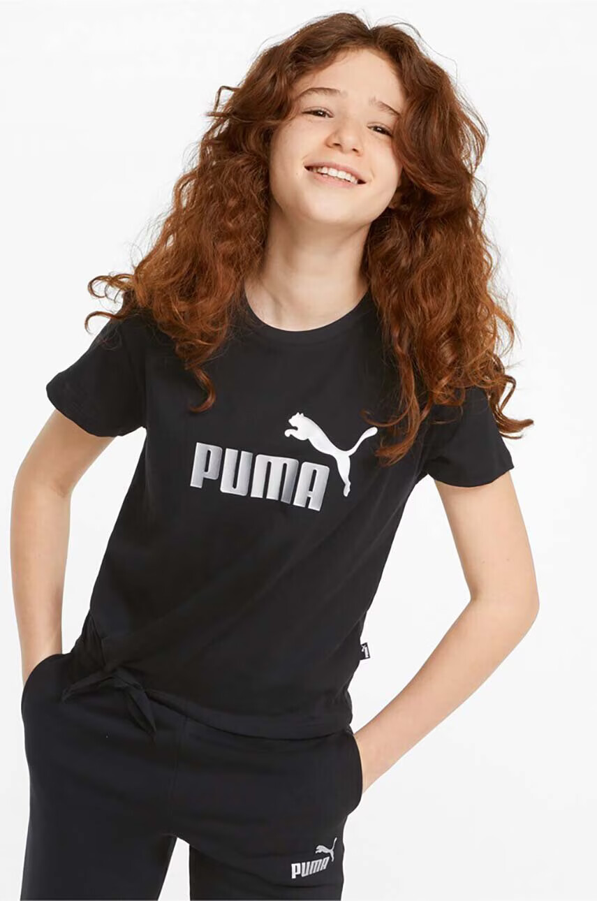 Puma Детска тениска ESS+ Logo Knotted Tee G в черно - Pepit.bg