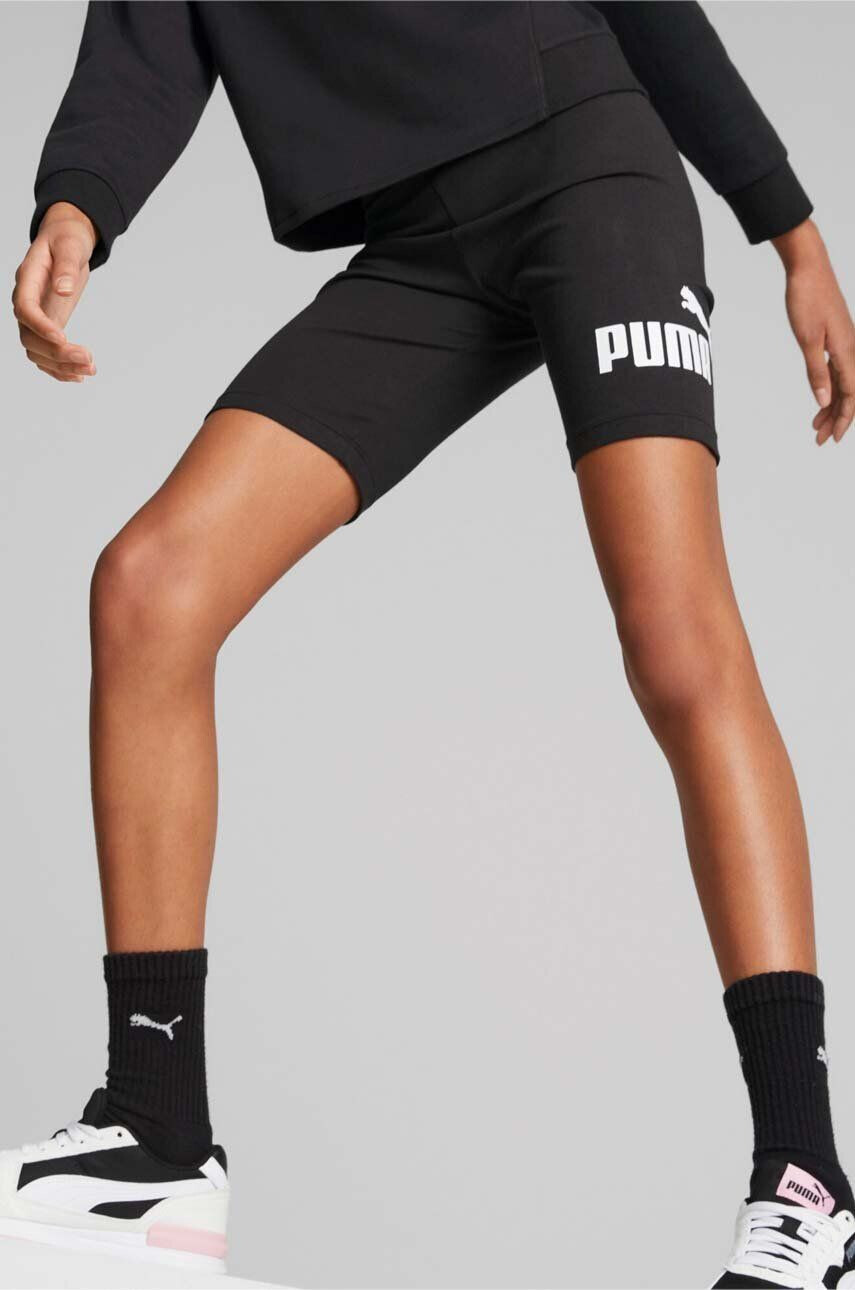 Puma Детски къси панталони ESS+ Logo Short Leggings G в черно с принт - Pepit.bg