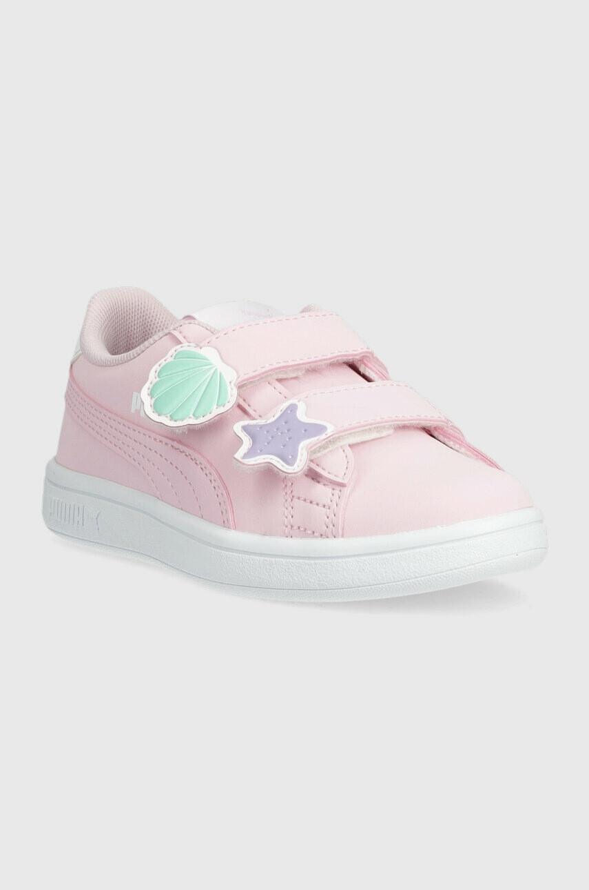 Puma Детски маратонки Smash v2 Mermaid V PS в розово - Pepit.bg