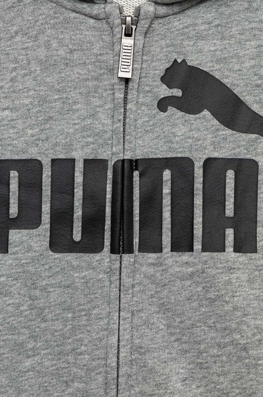 Puma Детски суичър ESS Big Logo FZ Hoodie TR B в сиво с качулка с десен - Pepit.bg