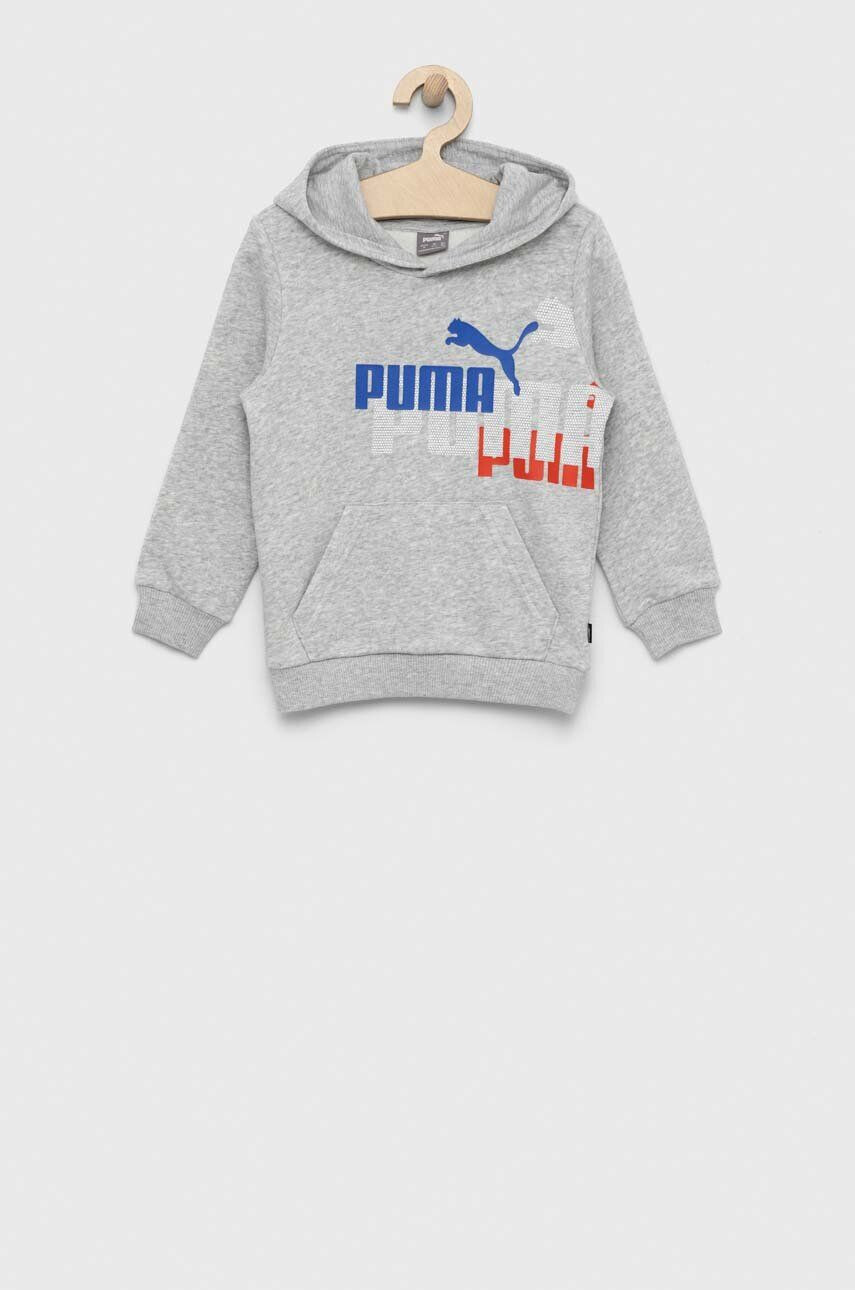 Puma Детски суичър ESS+ LOGO POWER Hoodie TR B в сиво с качулка с принт - Pepit.bg