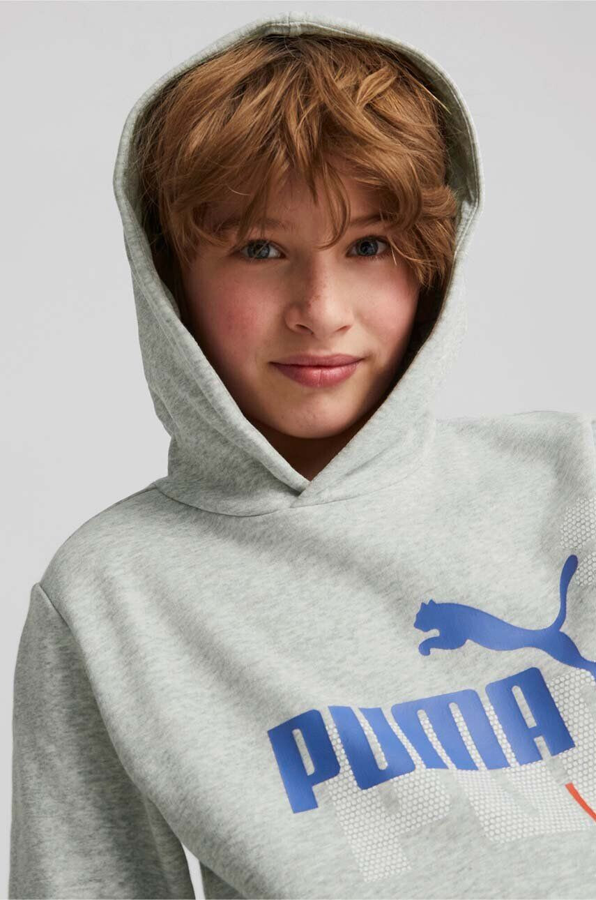 Puma Детски суичър ESS+ LOGO POWER Hoodie TR B в сиво с качулка с принт - Pepit.bg