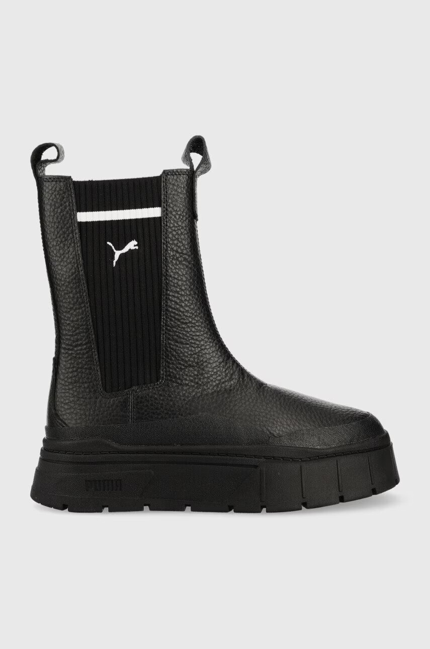Puma Кожени боти челси Mayze Stack Chelsea Casual Wns в черно с платформа - Pepit.bg