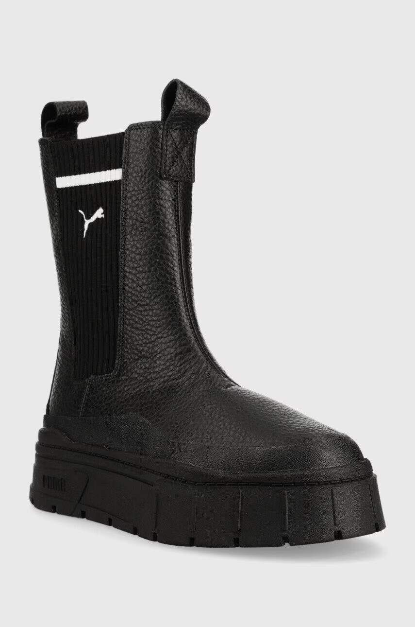 Puma Кожени боти челси Mayze Stack Chelsea Casual Wns в черно с платформа - Pepit.bg
