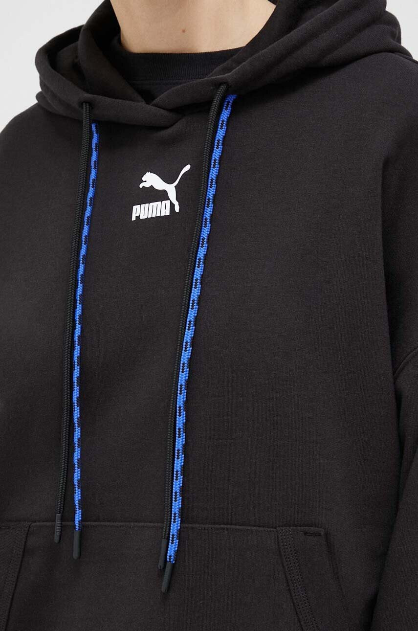 Puma Памучен суичър в черно с качулка с принт - Pepit.bg