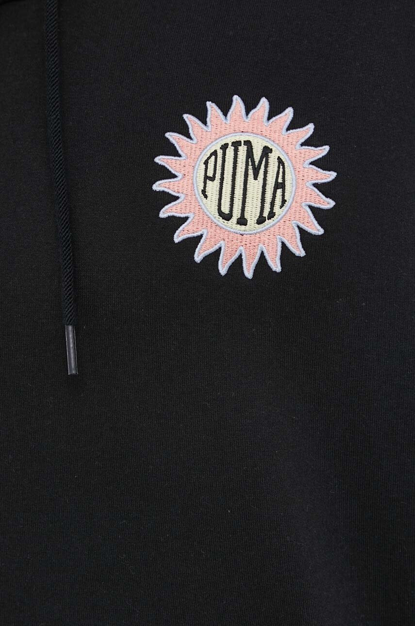 Puma Памучен суичър в лилаво с качулка с принт - Pepit.bg