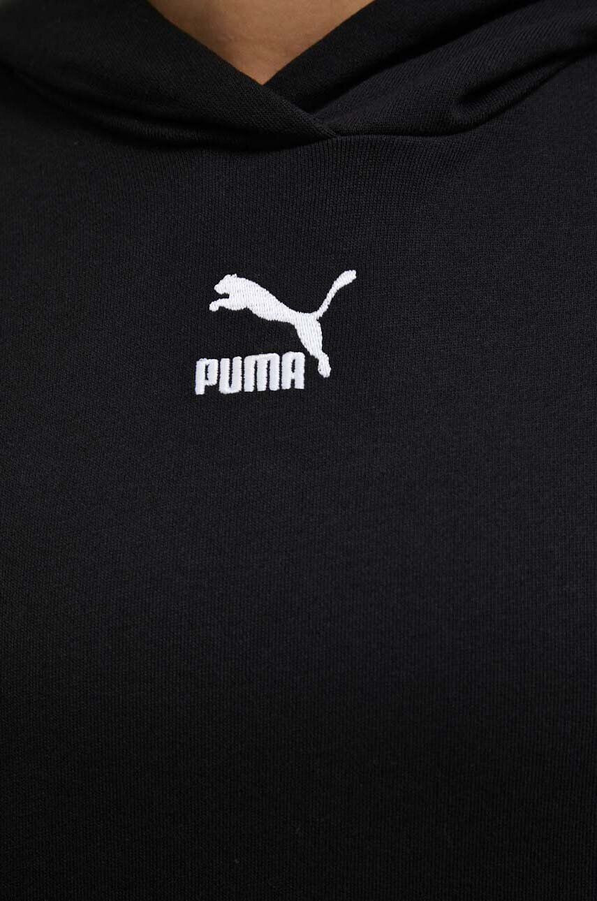 Puma Памучен суичър в черно с качулка с изчистен дизайн - Pepit.bg