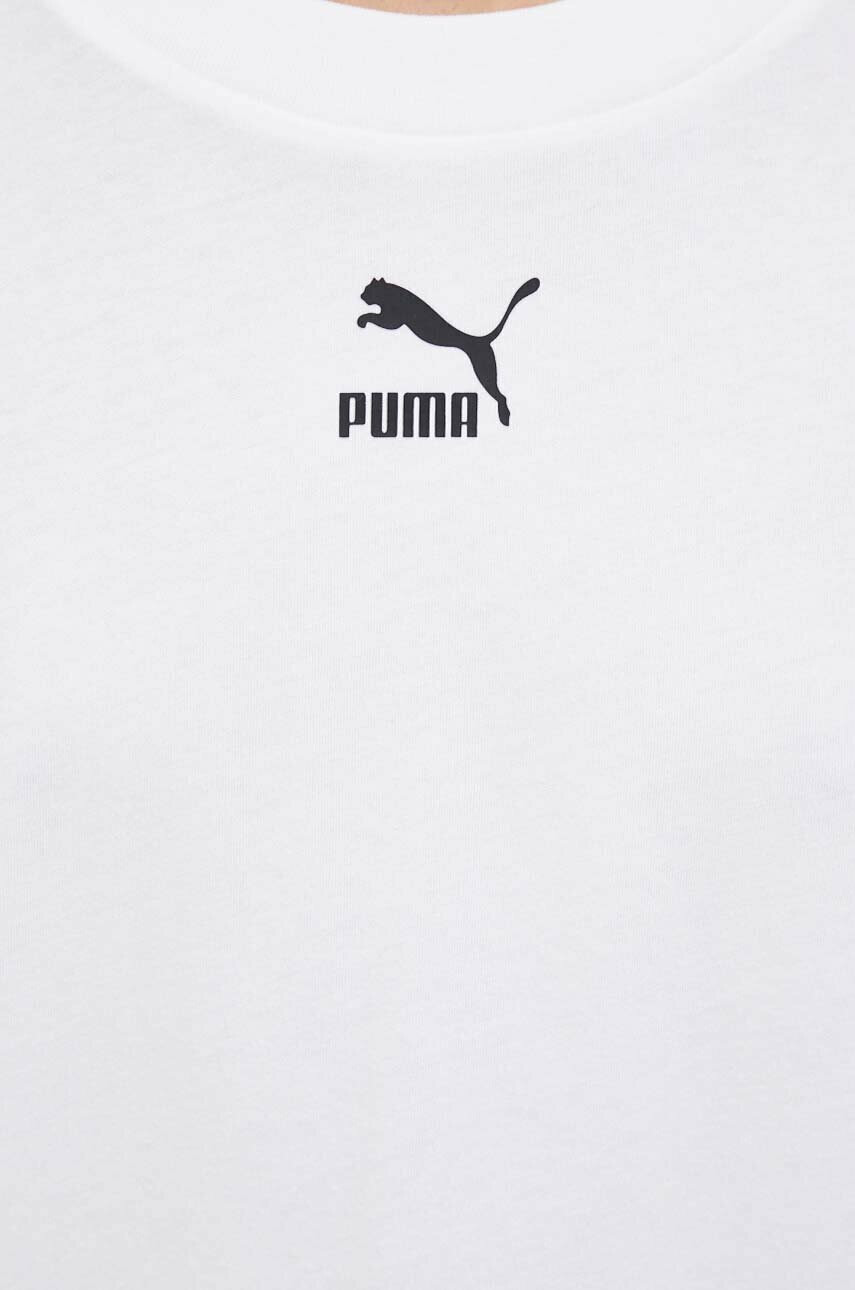 Puma Памучна рокля в бяло къс модел с уголемена кройка - Pepit.bg