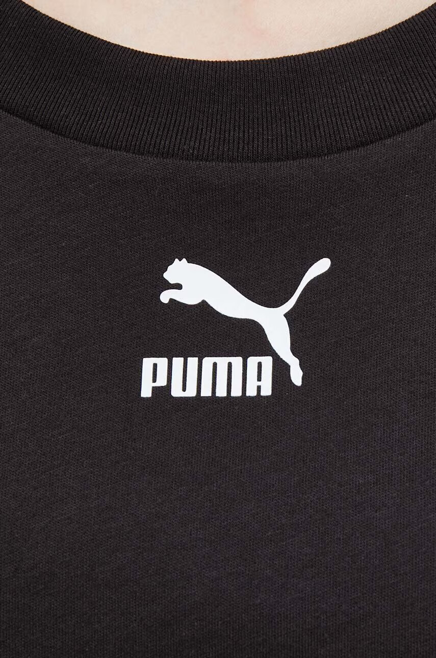 Puma Памучна рокля в черно къс модел с уголемена кройка - Pepit.bg