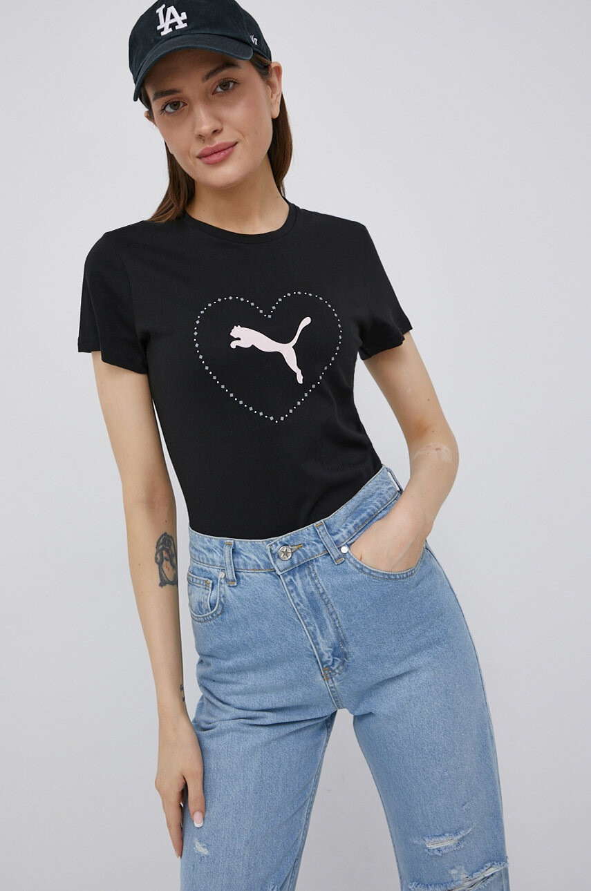 Puma Памучна тениска 848408 в черно - Pepit.bg