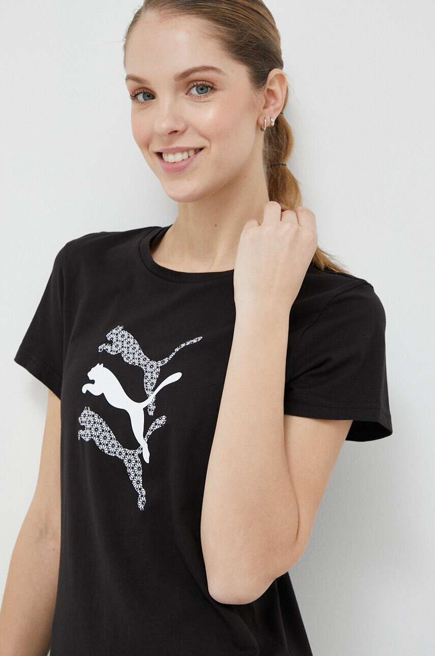 Puma Памучна тениска в черно - Pepit.bg