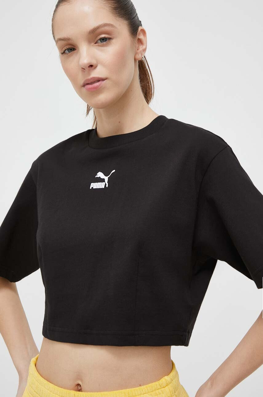 Puma Памучна тениска в черно - Pepit.bg