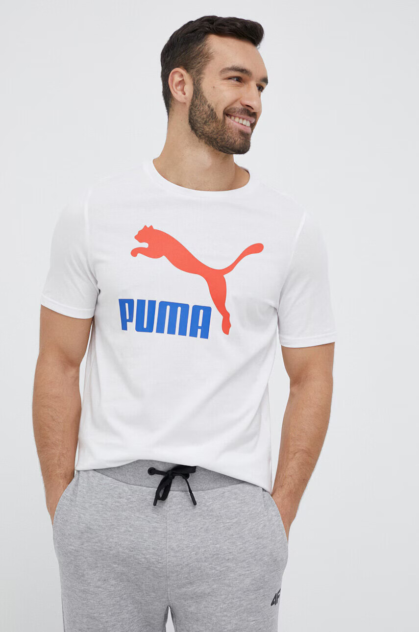 Puma Памучна тениска в бяло с принт - Pepit.bg