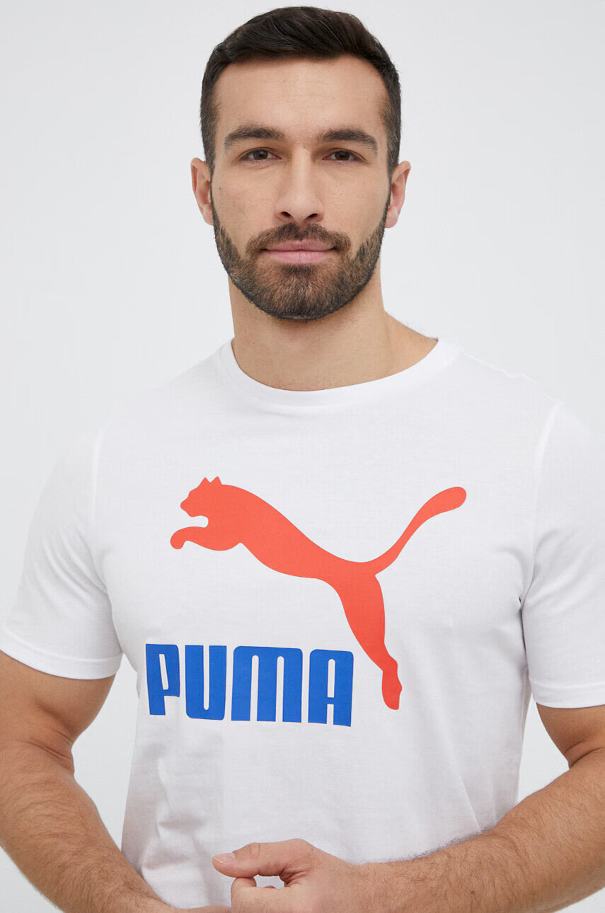 Puma Памучна тениска в бяло с принт - Pepit.bg