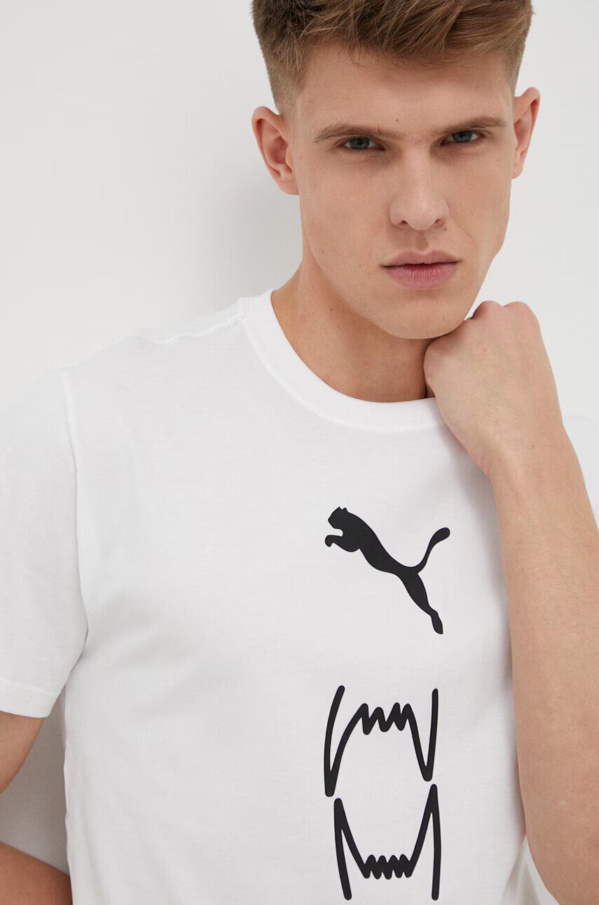 Puma Памучна тениска в бяло с принт - Pepit.bg