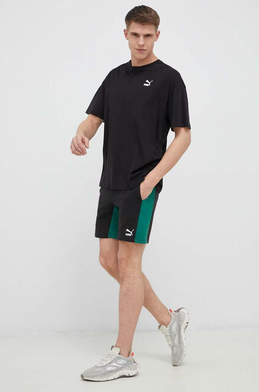 Puma Памучна тениска в черно с изчистен дизайн - Pepit.bg