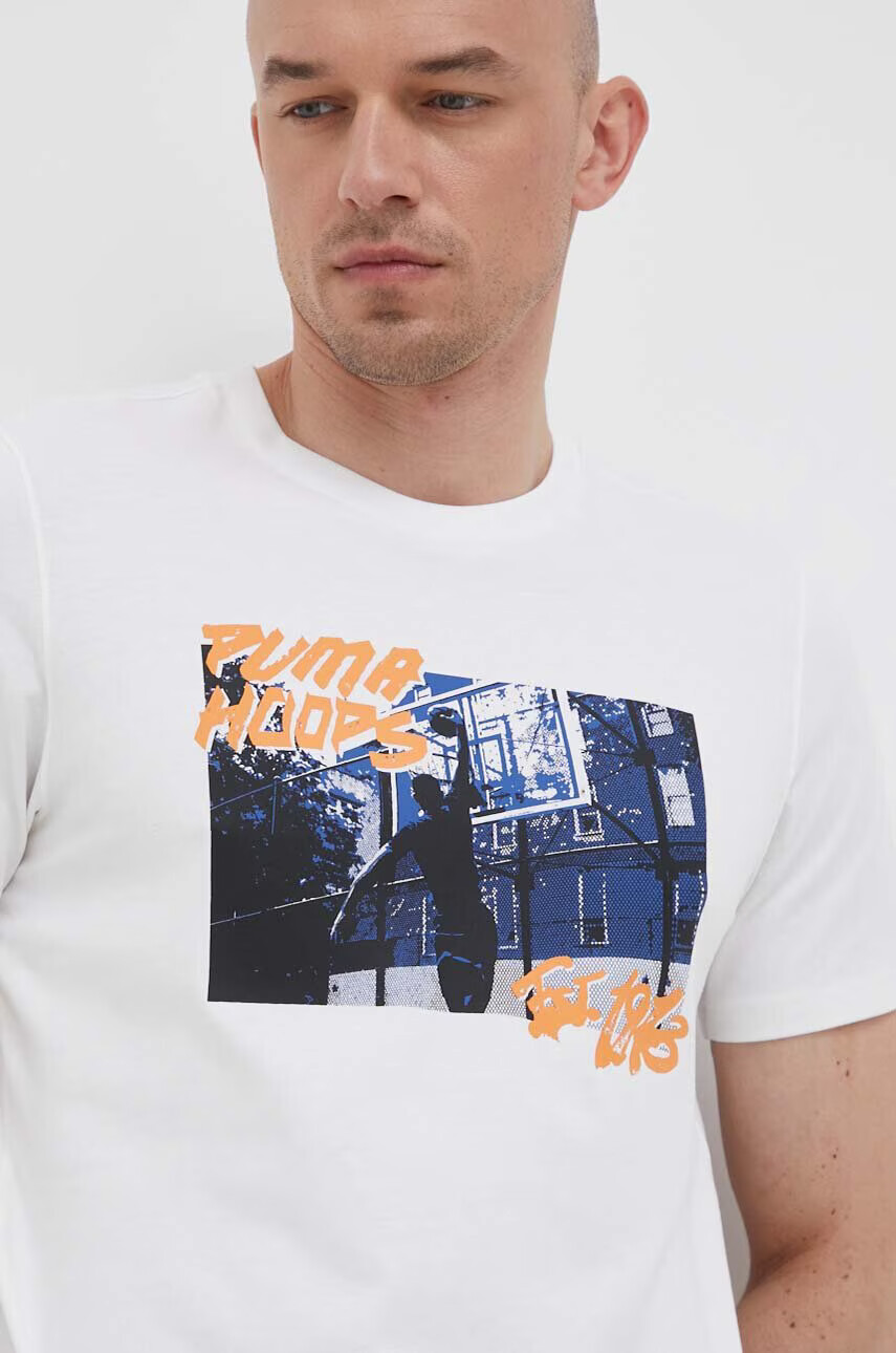 Puma Памучна тениска в бяло с принт - Pepit.bg