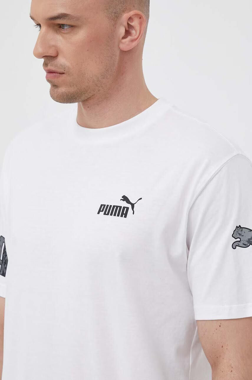 Puma Памучна тениска в бяло с принт - Pepit.bg