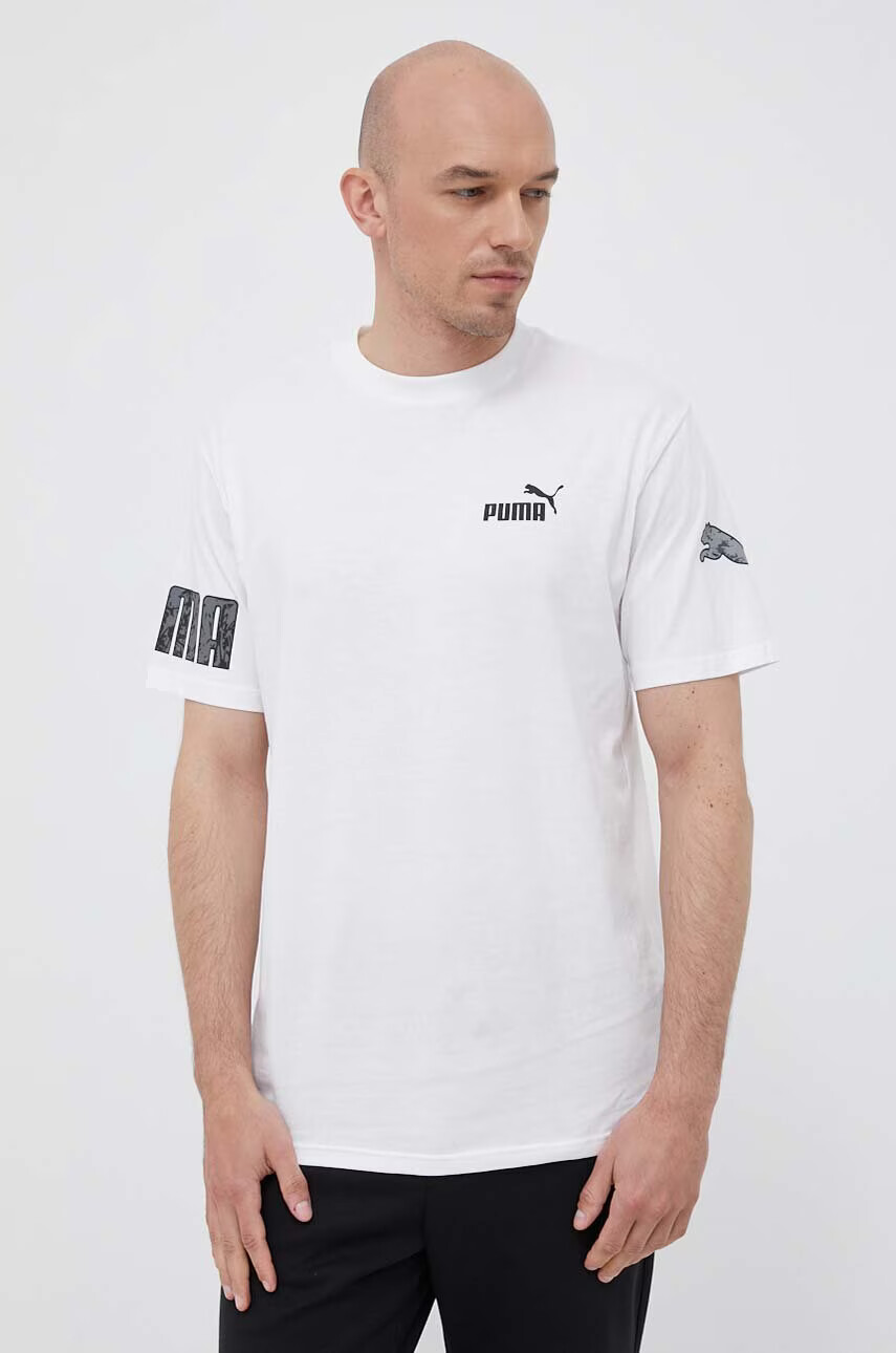 Puma Памучна тениска в бяло с принт - Pepit.bg