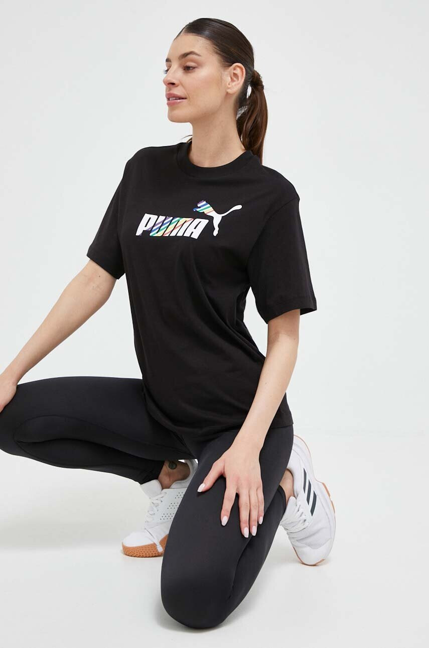Puma Памучна тениска в черно - Pepit.bg