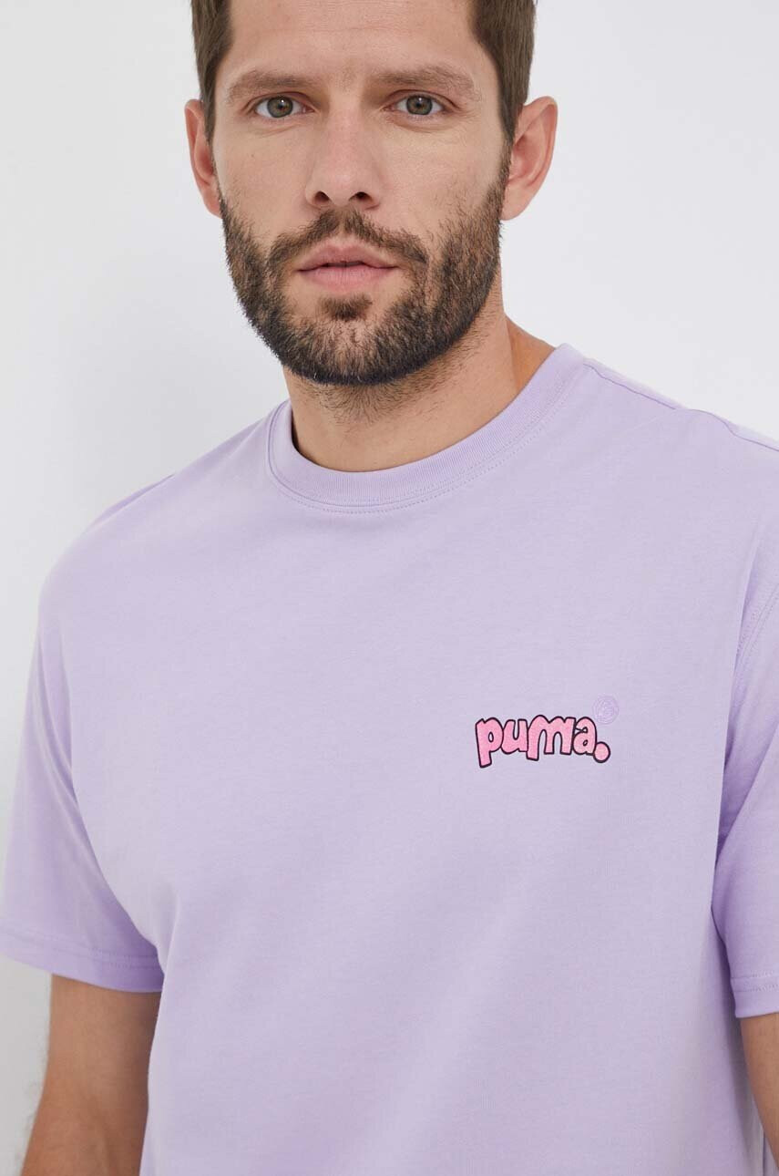Puma Памучна тениска X 8ENJAMIN в лилаво с принт - Pepit.bg