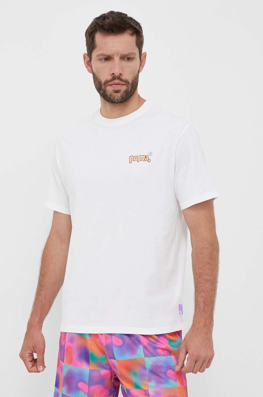 Puma Памучна тениска X 8ENJAMIN в бяло с принт - Pepit.bg
