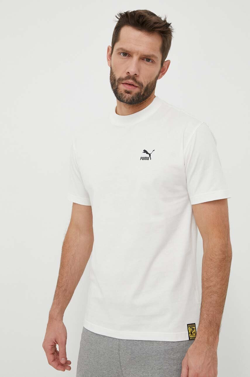 Puma Памучна тениска X STAPLE в бежово с принт - Pepit.bg