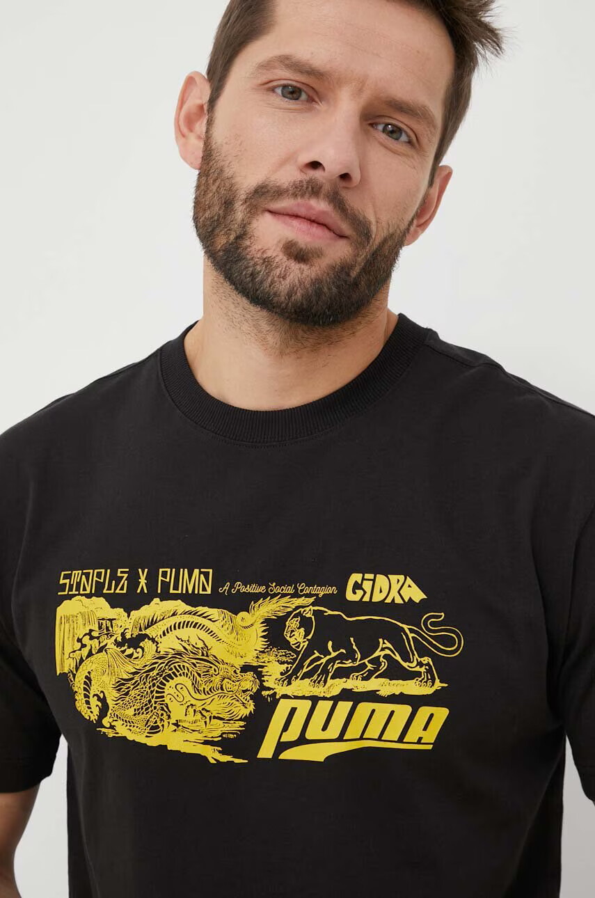 Puma Памучна тениска X STAPLE в черно с принт - Pepit.bg