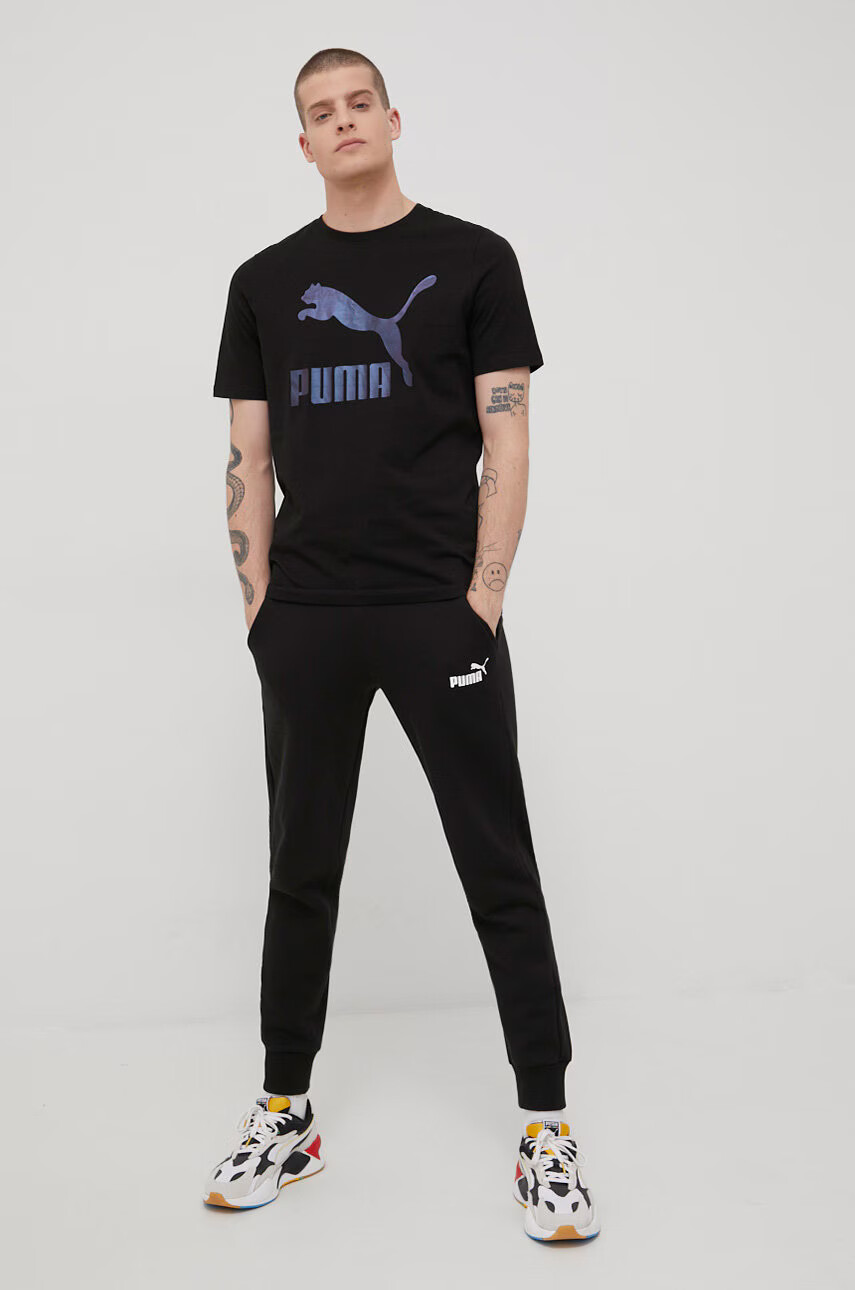 Puma Панталони 586714 мъжко в черно с принт - Pepit.bg