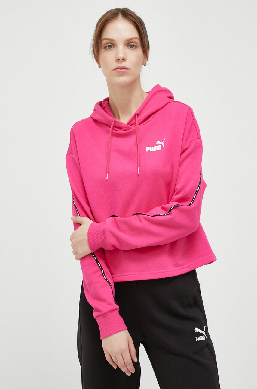 Puma Спортен суичър в розово с качулка с принт - Pepit.bg