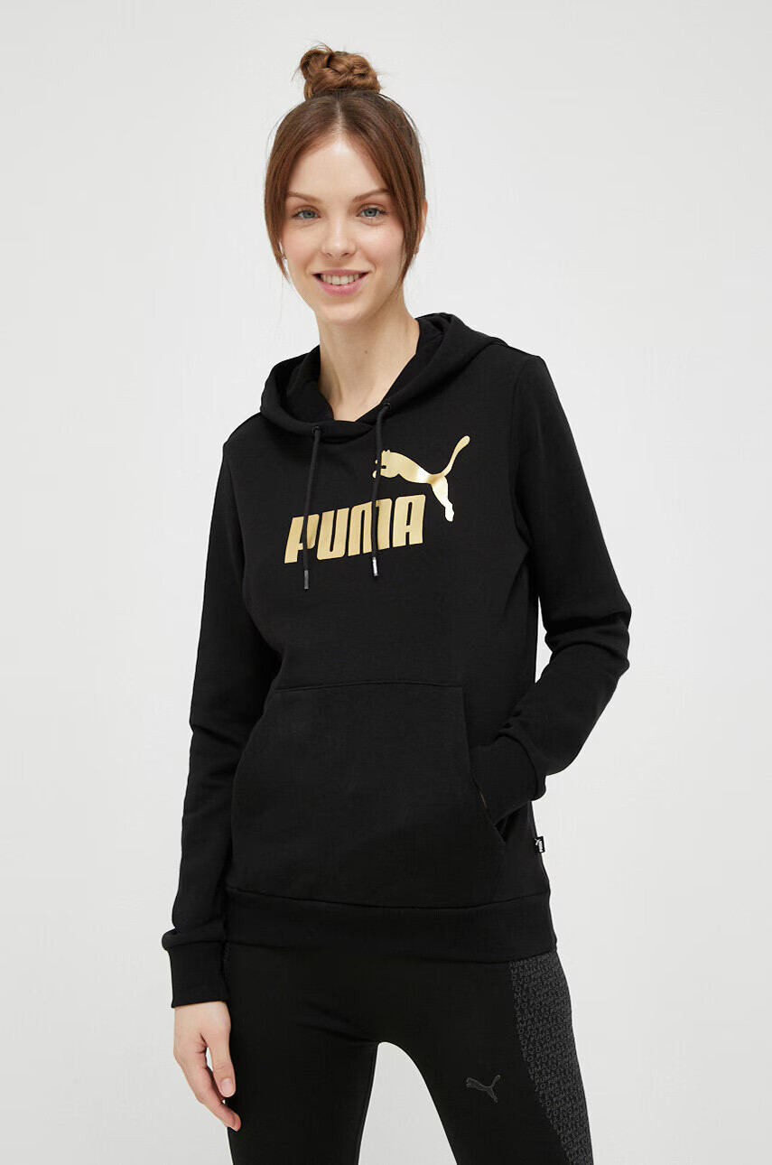 Puma Спортен суичър в черно с качулка с принт - Pepit.bg