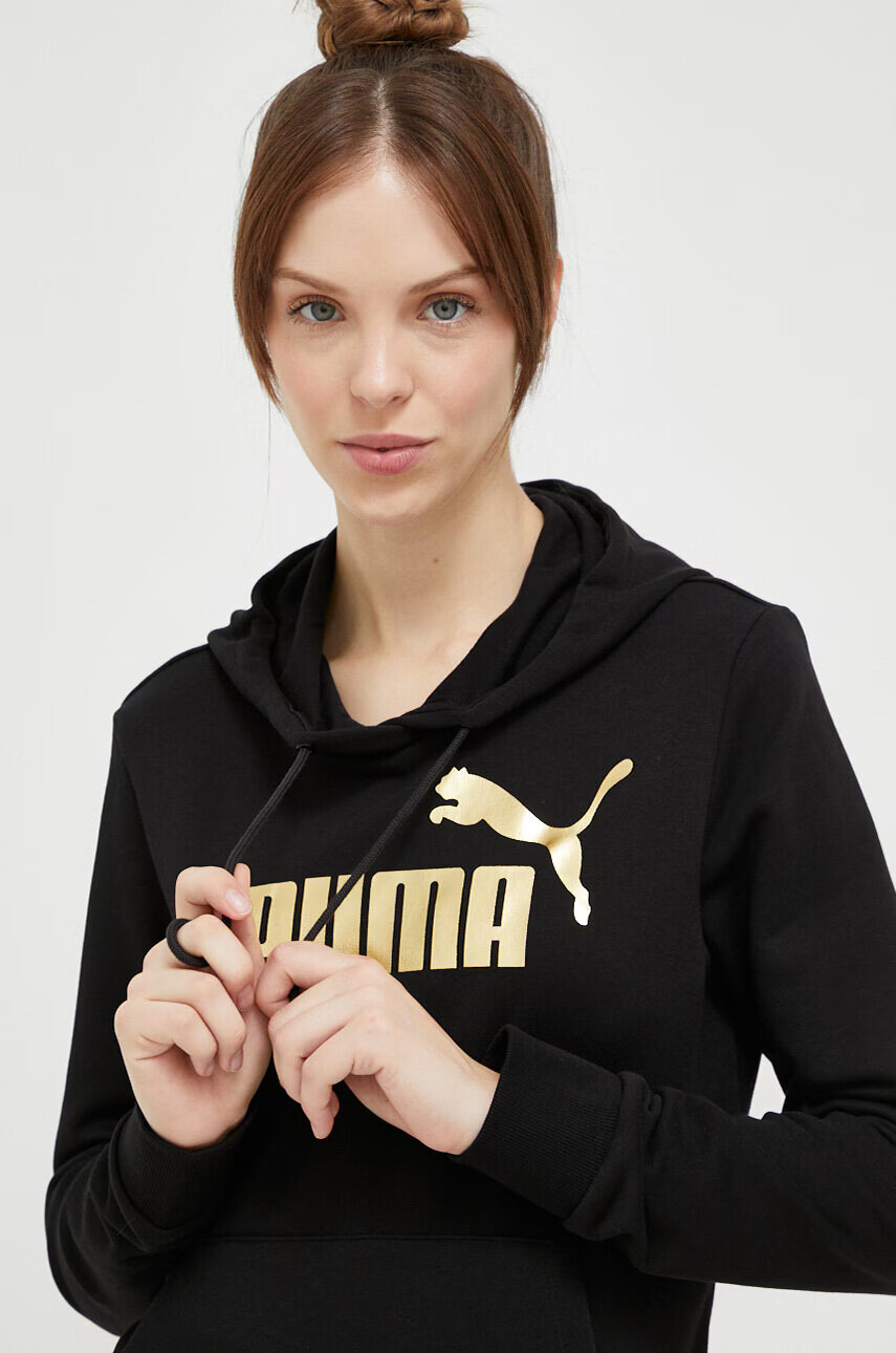 Puma Спортен суичър в черно с качулка с принт - Pepit.bg