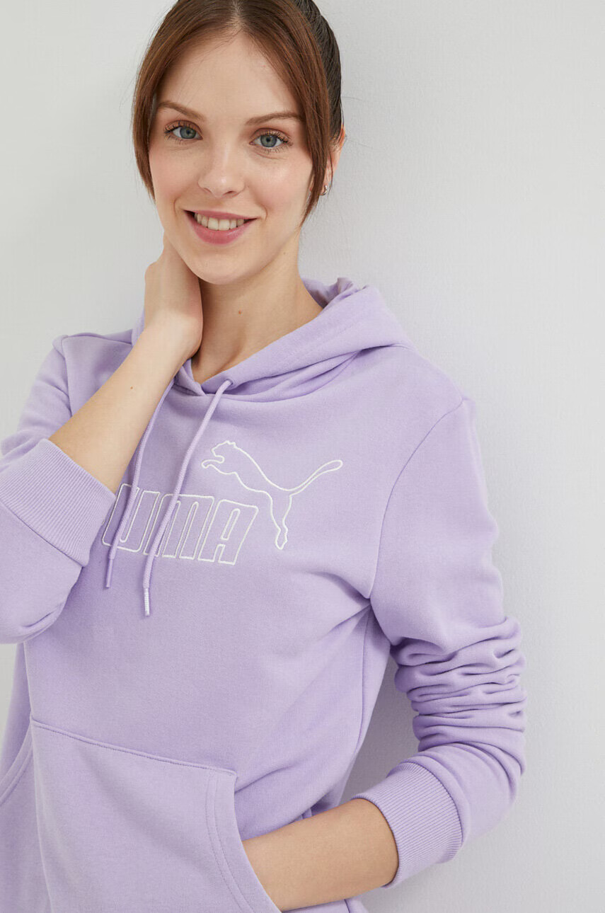 Puma Спортен суичър в лилаво с качулка с апликация - Pepit.bg