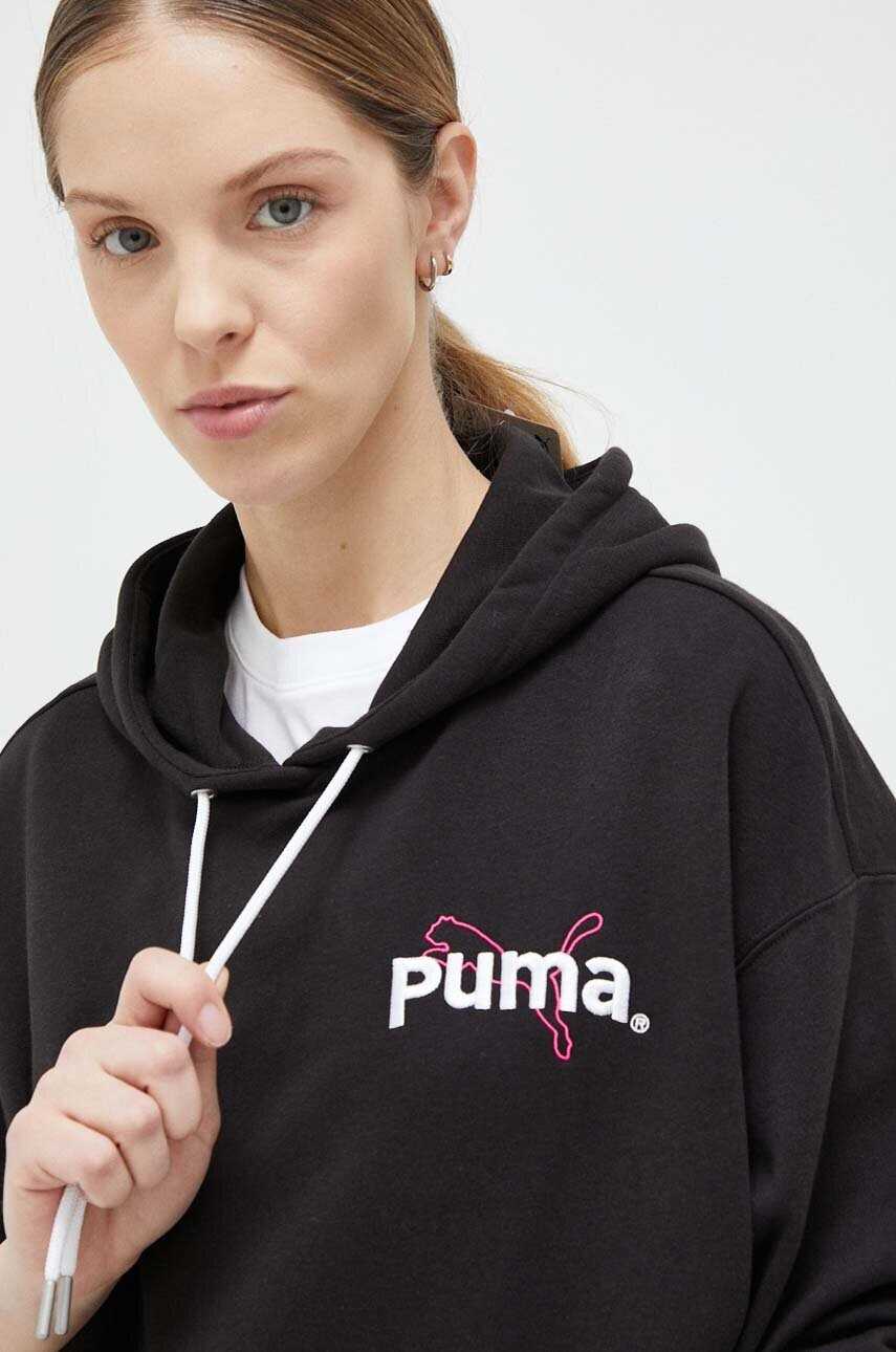 Puma Суичър в черно с качулка с принт - Pepit.bg