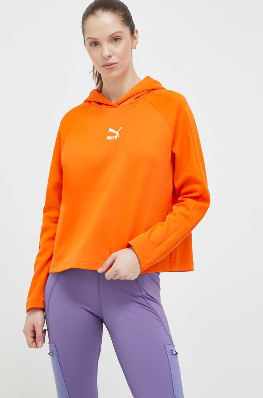 Puma Суичър в оранжево с качулка с изчистен дизайн - Pepit.bg