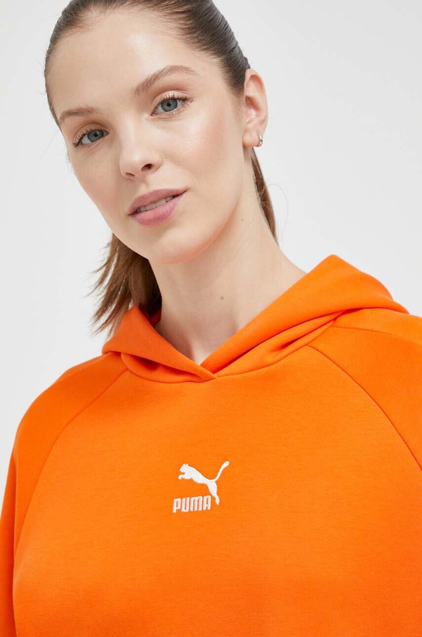 Puma Суичър в оранжево с качулка с изчистен дизайн - Pepit.bg
