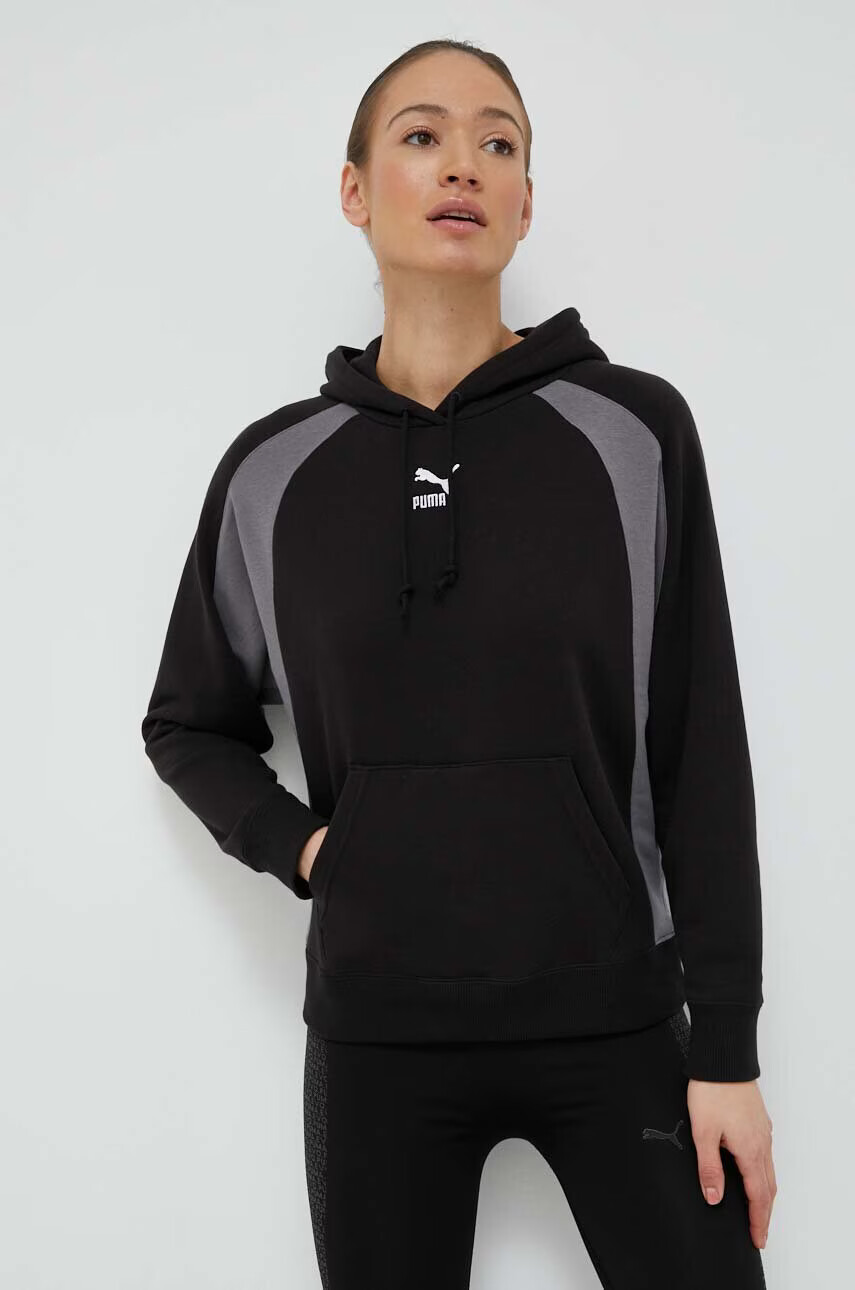 Puma Суичър в черно с качулка с десен - Pepit.bg
