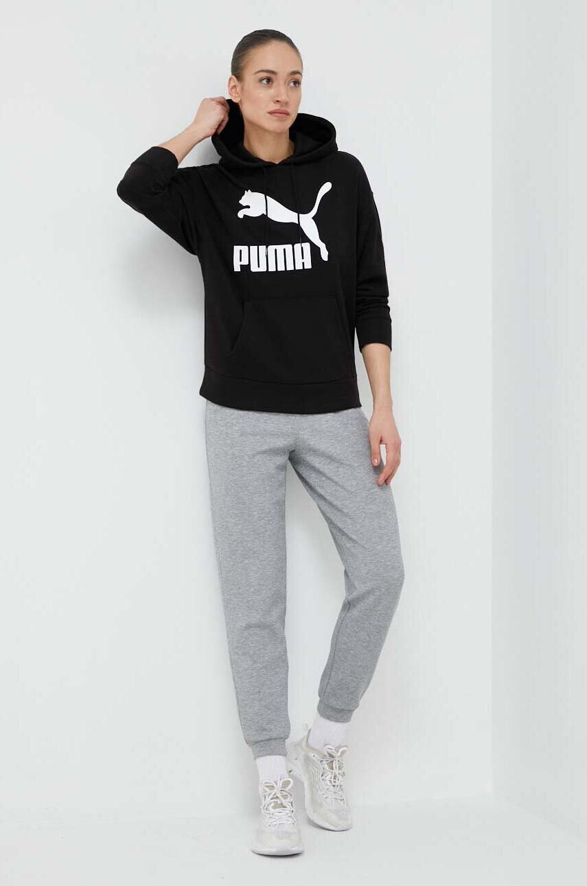 Puma Суичър в черно с качулка с принт - Pepit.bg