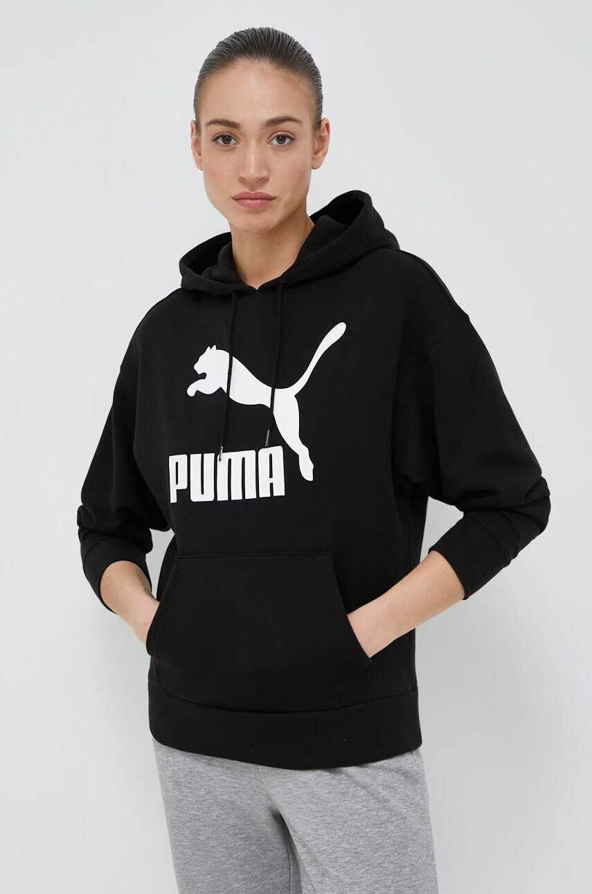 Puma Суичър в черно с качулка с принт - Pepit.bg