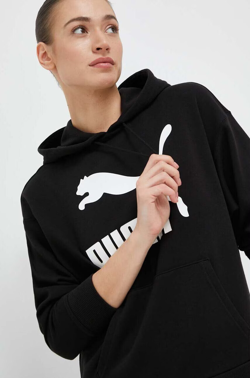 Puma Суичър в черно с качулка с принт - Pepit.bg