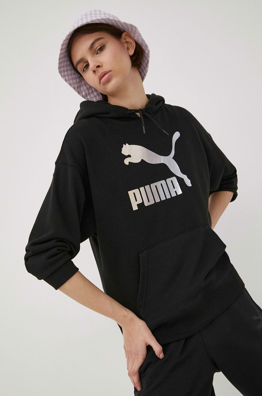 Puma Суичър 534695 дамска в черно с принт - Pepit.bg