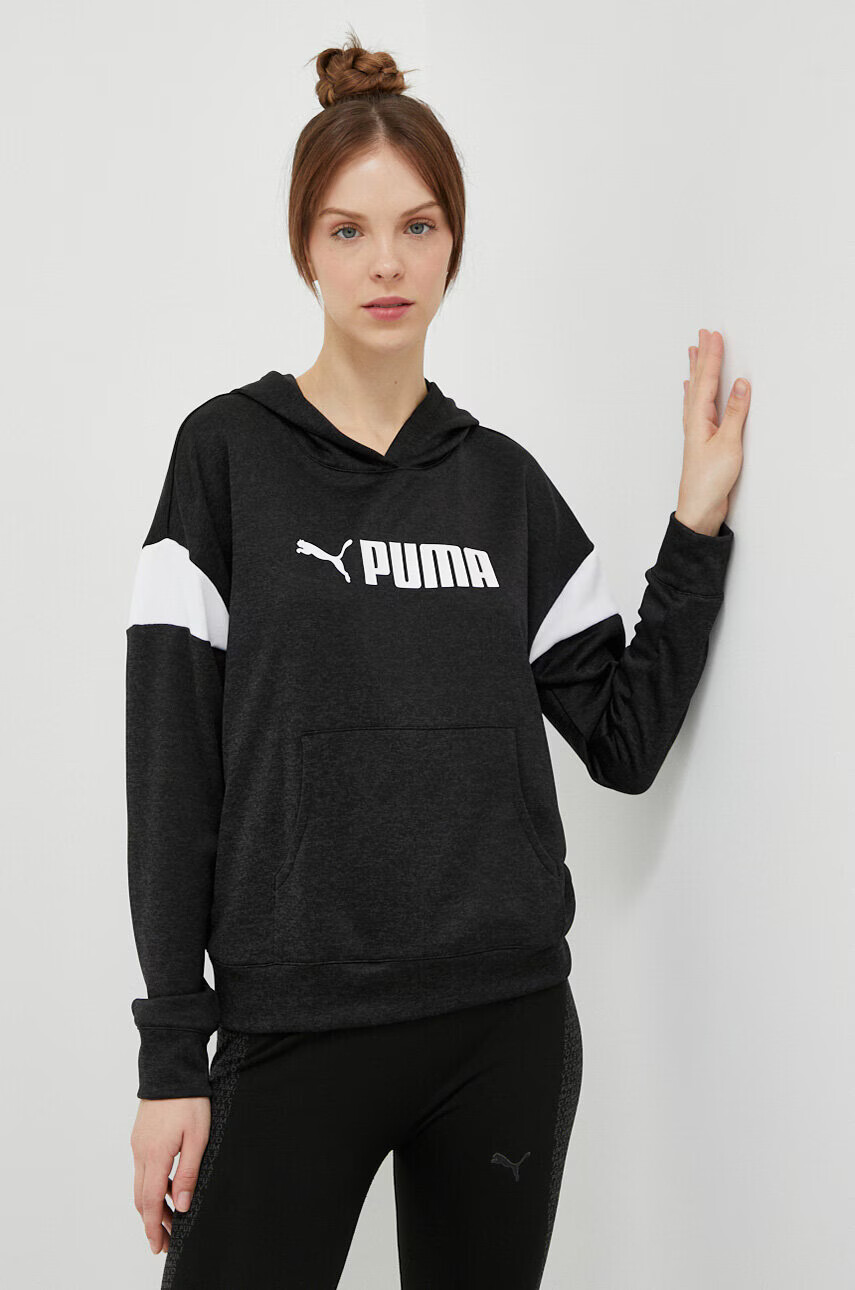 Puma Суичър за трениране Fit Tech в черно с качулка с десен - Pepit.bg