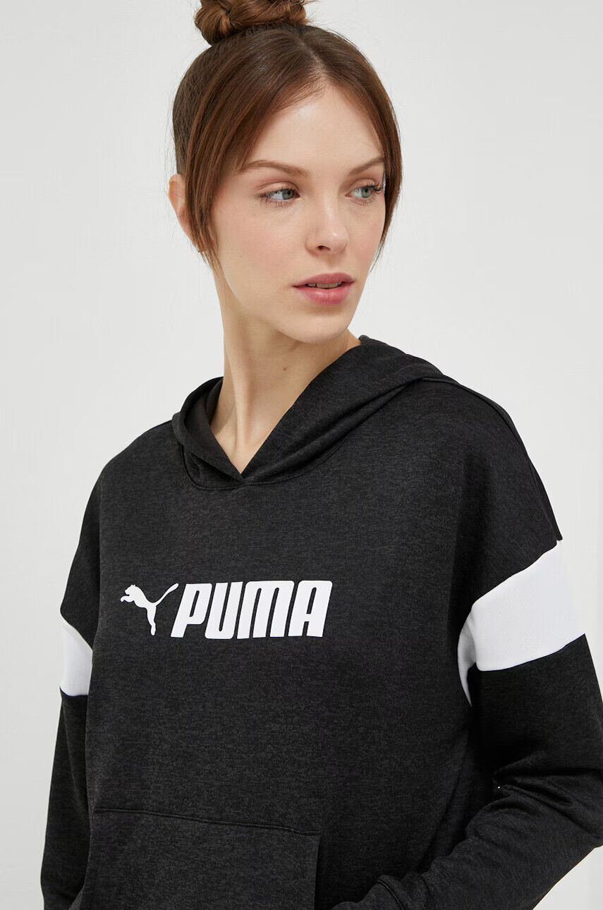 Puma Суичър за трениране Fit Tech в черно с качулка с десен - Pepit.bg