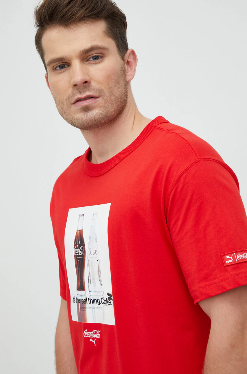 Puma Тениска X Coca Cola в червено с принт - Pepit.bg