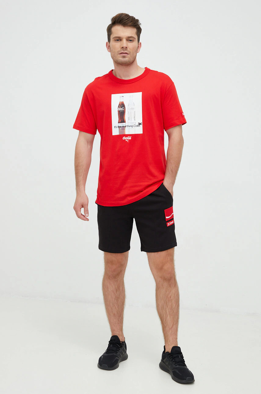 Puma Тениска X Coca Cola в червено с принт - Pepit.bg