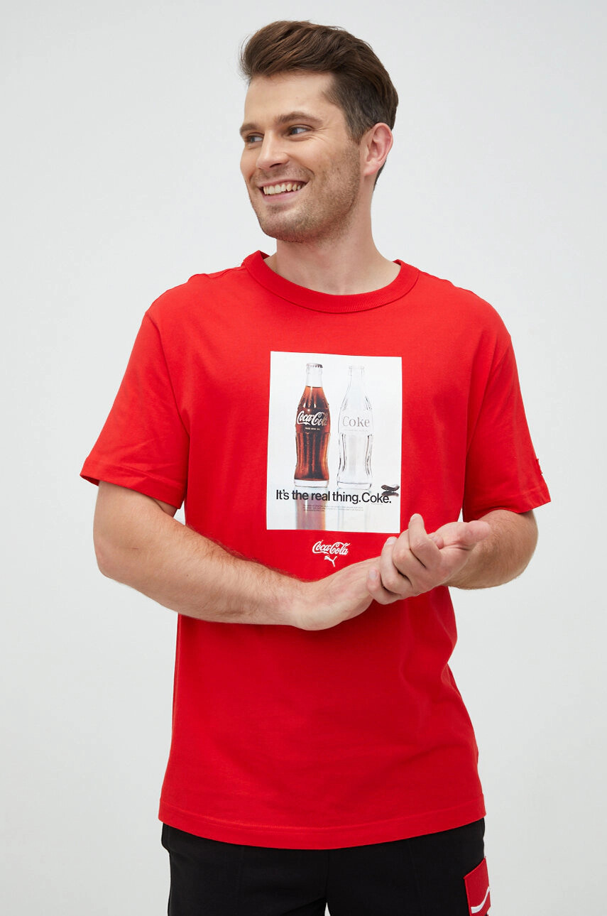 Puma Тениска X Coca Cola в червено с принт - Pepit.bg